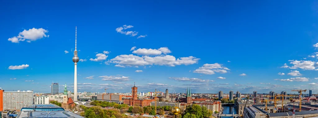 Berlin skyline panorama with the TV tower over Alexanderplatz